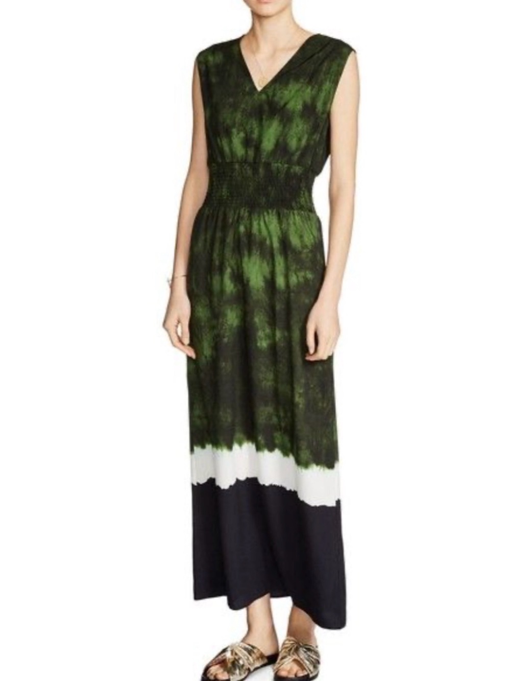 Maje Size 1 (S) • Black Green Sleeveless Maxi Dress.